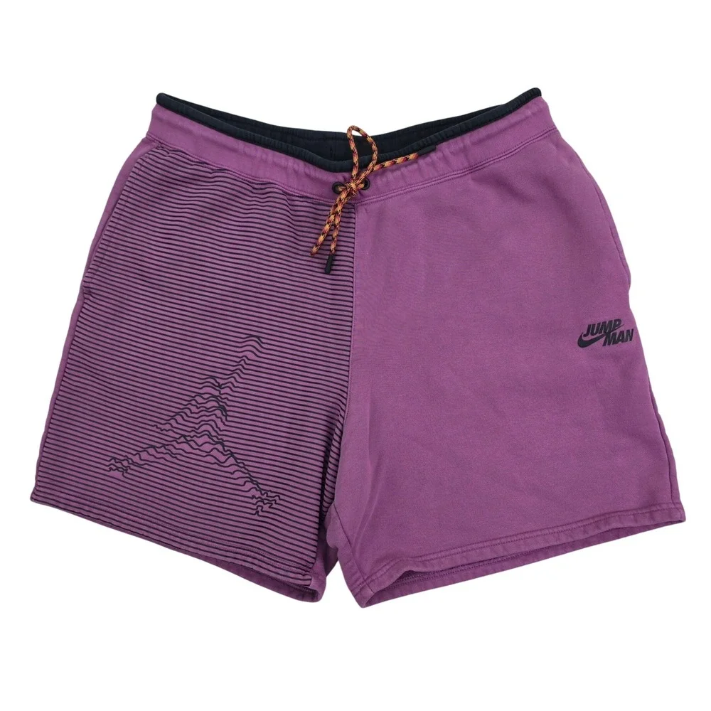 Jordan Jumpman Split Fleece Shorts Mens XL Purple Black Striped Graphic Athletic